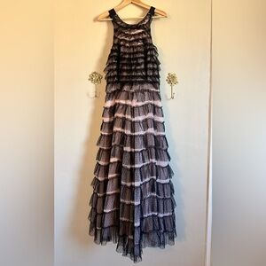 Anthropologie Sleeveless Halter Ruffled Tulle Dress